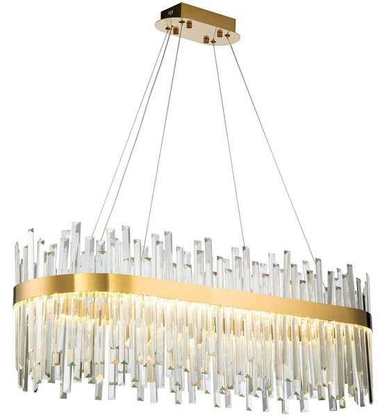 Toolight Toolight, LED křišťálové svítidlo 80x35 cm, APP1513-CP80, zlatá matná, OSW-03260