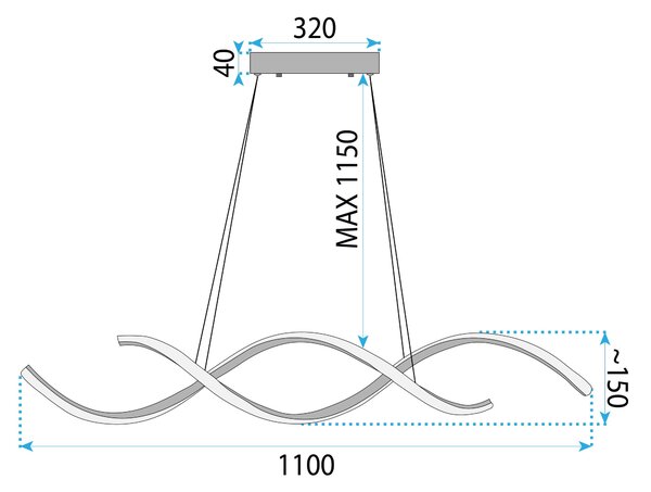 Toolight Toolight, LED stropní osvětlení 110cm, 46W, 3000K, LHJ021-CP, růžové zlato, OSW-50009