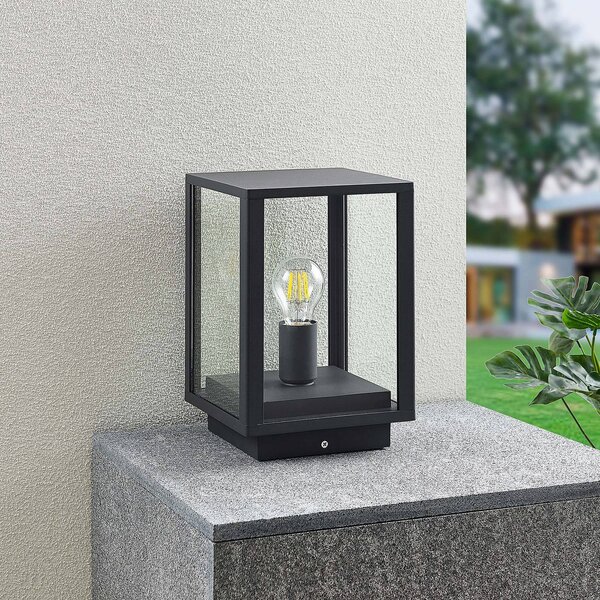 Lindby Podstavné svítidlo Giavanna, 29 cm, antracit, IP44, E27, stmívatelný, Černá, Hliník, Moderní