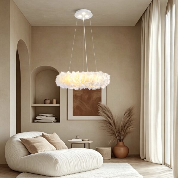 Brilagi - LED Lustr na lanku FEATHER 3xE27/40W/230V + 3xLED/3W pr. 50 cm bílá
