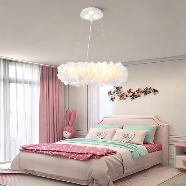 Brilagi - LED Lustr na lanku FEATHER 3xE27/40W/230V + 3xLED/3W pr. 50 cm bílá