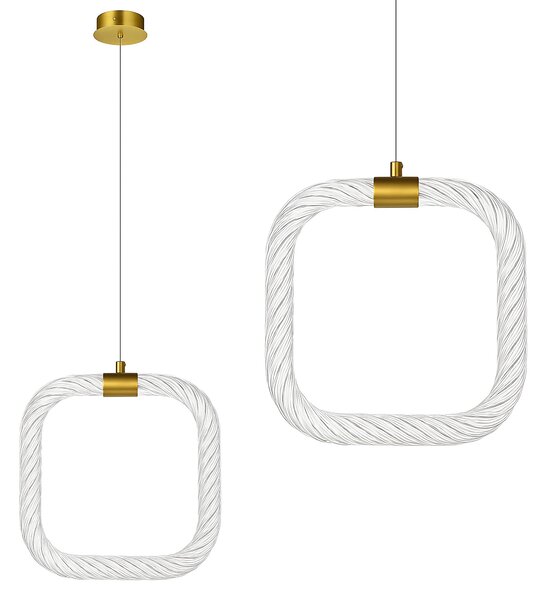 Toolight Toolight, závěsné LED svítidlo 20x20cm, 9W, 3000K, LHJ056-CP1, čirá-zlatá matná, OSW-60029