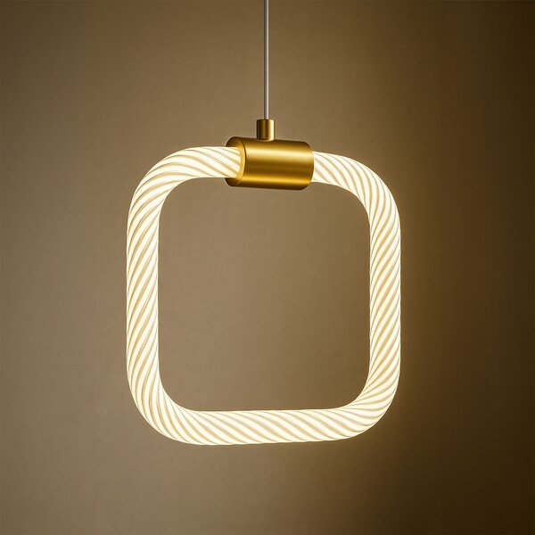Toolight Toolight, závěsné LED svítidlo 20x20cm, 9W, 3000K, LHJ056-CP1, čirá-zlatá matná, OSW-60029
