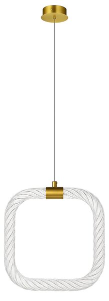Toolight Toolight, závěsné LED svítidlo 20x20cm, 9W, 3000K, LHJ056-CP1, čirá-zlatá matná, OSW-60029