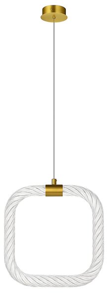 Toolight Toolight, závěsné LED svítidlo 20x20cm, 9W, 3000K, LHJ056-CP1, čirá-zlatá matná, OSW-60029