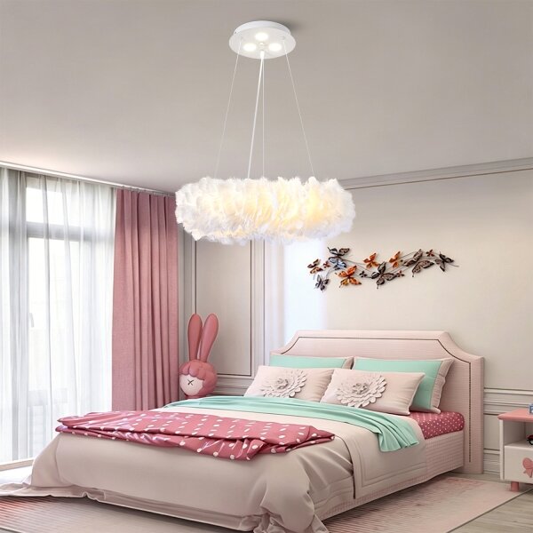Brilagi - LED Lustr na lanku FEATHER 3xE27/40W/230V + 3xLED/3W pr. 40 cm bílá