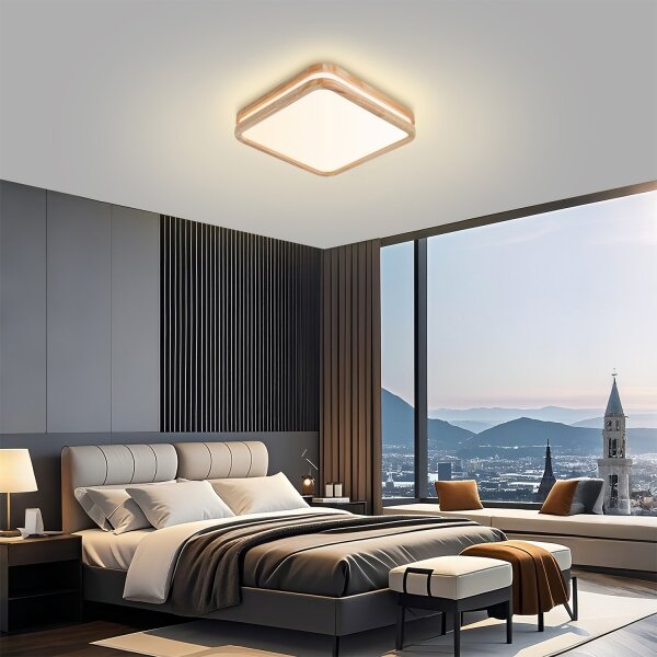 Brilagi -LED Stropní sv. MOLINA SQUARE LED/32W/230V 3000/4000/6000K dub 30x30 cm