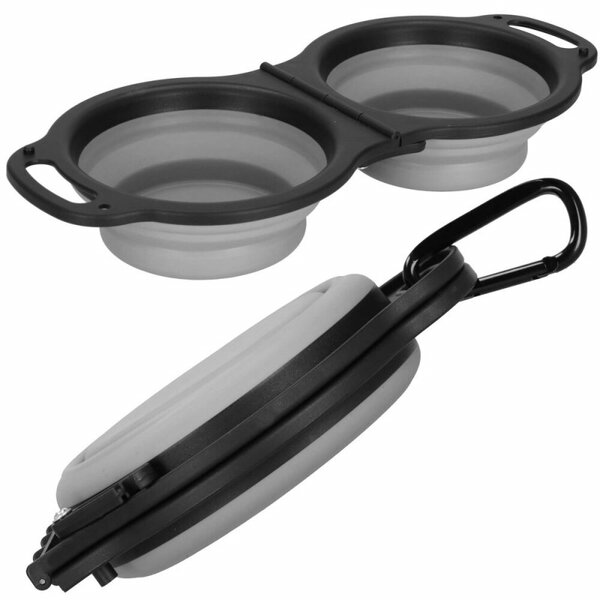 Skládací miska pro psy duo SPRINGOS PA0327 šedá