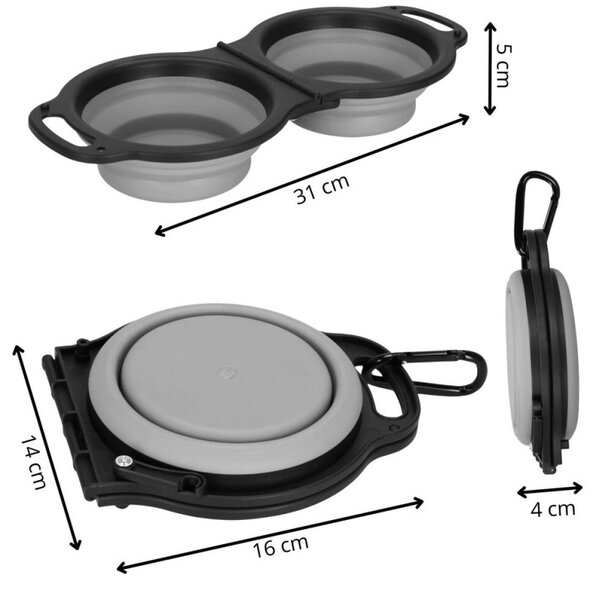 Skládací miska pro psy duo SPRINGOS PA0327 šedá