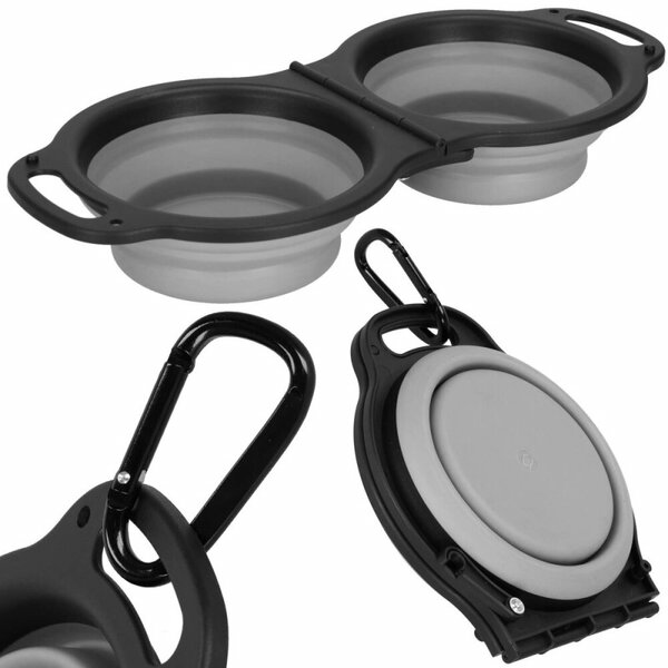 Skládací miska pro psy duo SPRINGOS PA0327 šedá