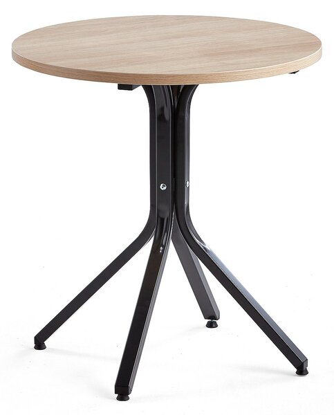AJ Produkty Stůl VARIOUS, Ø700 mm, výška 740 mm, černá, dub