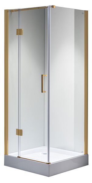 BPS-koupelny Čtvercový sprchový kout HYD-SK1390A 80x80 zlatá/transparent - bez vaničky