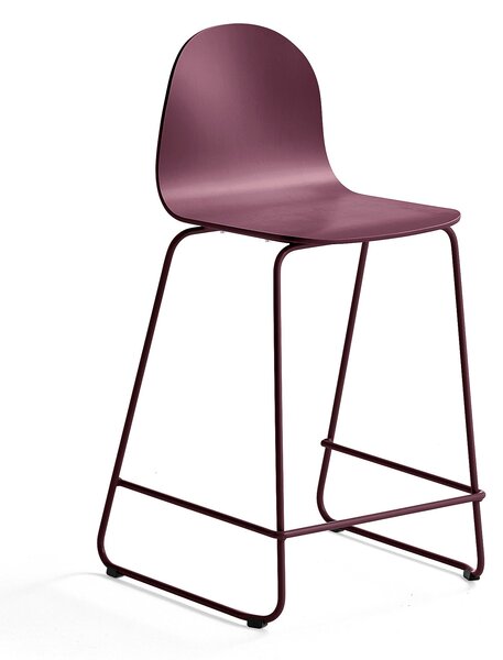 AJ Produkty Barová židle GANDER, výška sedáku 630 mm, lakovaná skořepina, podzimní červeň