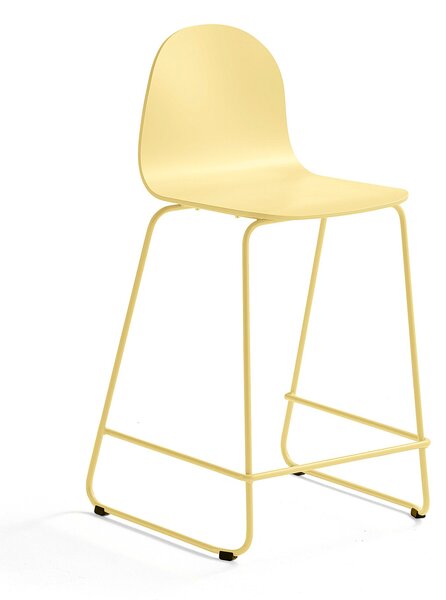 AJ Produkty Barová židle GANDER, výška sedáku 630 mm, lakovaná skořepina, hořčicová