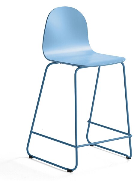 AJ Produkty Barová židle GANDER, výška sedáku 630 mm, lakovaná skořepina, modrá