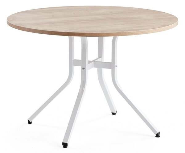 AJ Produkty Stůl VARIOUS, Ø1100 mm, výška 740 mm, bílá, dub