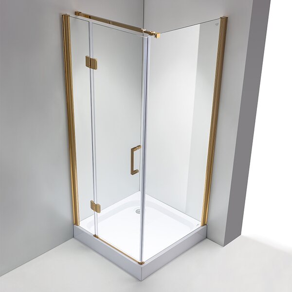 BPS-koupelny Čtvercový sprchový kout HYD-SK1390A 80x80 zlatá/transparent - bez vaničky