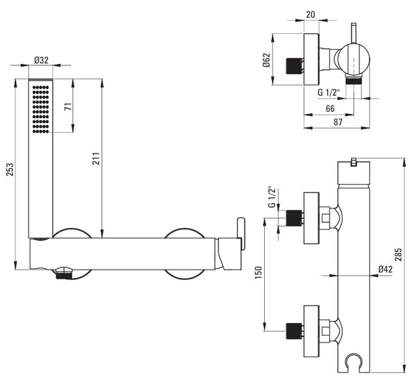 Deante Shower mixer, with shower set