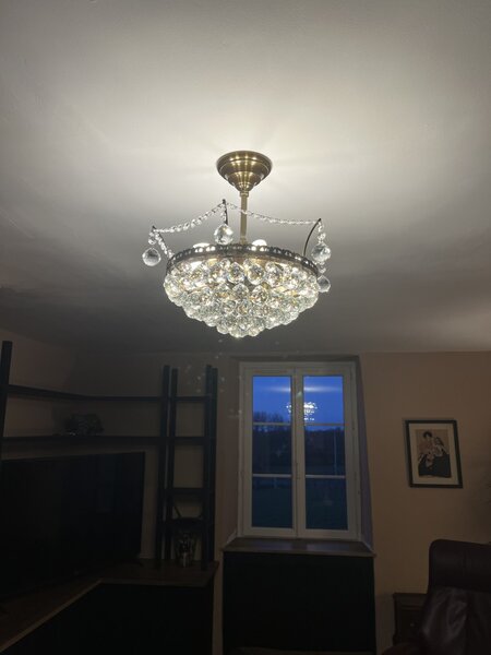 DBK GLASS 6 žárovek - Košový křišťálový lustr s broušenými křišťálovými koulemi - mořená mosaz ANTIK 7130-6-dia510mm-PT