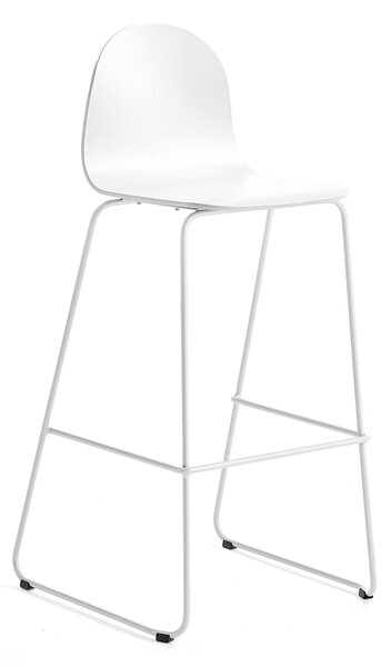 AJ Produkty Barová židle GANDER, výška sedáku 790 mm, lakovaná skořepina, bílá