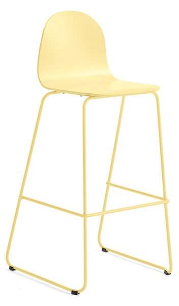 AJ Produkty Barová židle GANDER, výška sedáku 790 mm, lakovaná skořepina, hořčicová