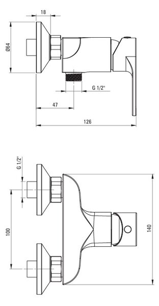 Deante Shower mixer, wall-mounted - 10 cm mounting