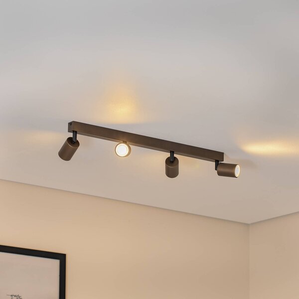 TK Lighting Stropní bodové topení, nastavitelné, hnědé, čtyřplamenné lineární, stmívatelný, Hnědá / rez, Obývací pokoj / jídelna, kov, Moderní, Stropní svítidlo