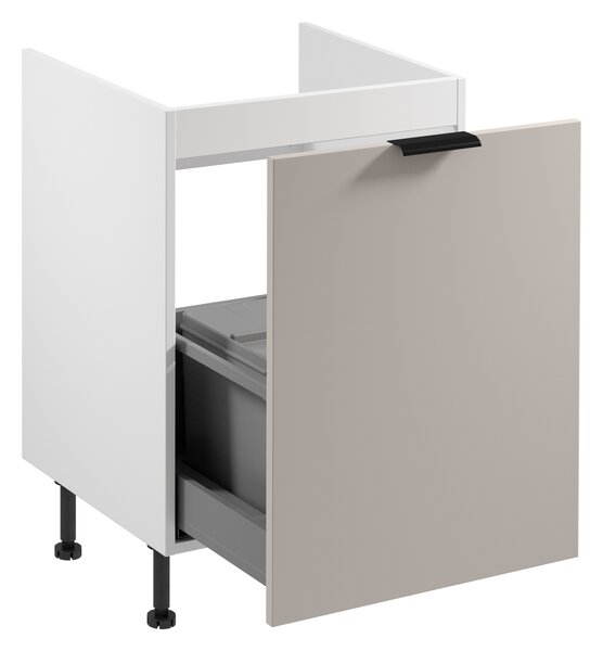Dřezová skříňka SALERNO - šířka 60 cm, bílá / béžová + koše na odpad ZDARMA