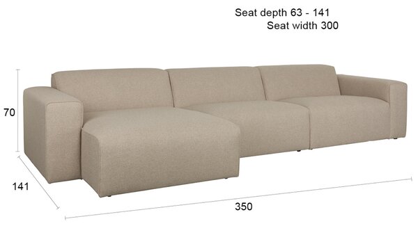 Zuiver Béžová rohová pohovka MILKA 350 cm, levá