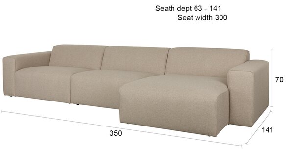 Zuiver Béžová rohová pohovka MILKA 350 cm, pravá