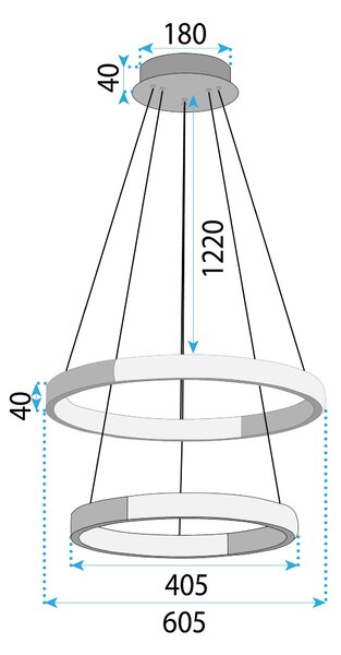 Toolight Toolight, LED závěsné osvětlení, 38W, 3000K, LHJ044-CP2, zlatá, OSW-60027
