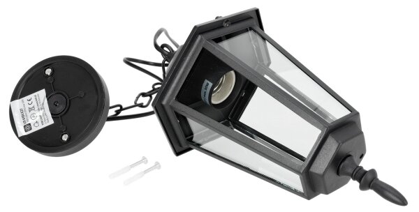 Venkovní lustr na řetězu 1xE27/60W/230V černá