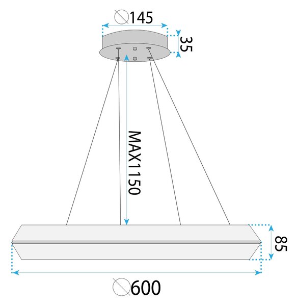 Toolight Toolight, LED stropní svítidlo 60cm, 45W, 4000K, APP1768-CP, zlatá, OSW-04344