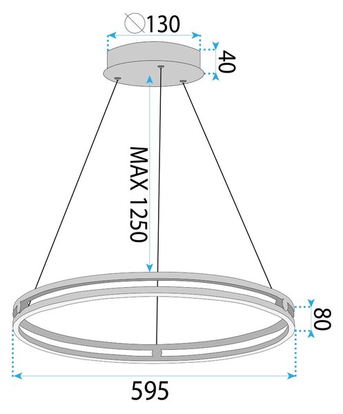 Toolight Toolight, LED závěsné svítidlo 60cm, 76W, 3000K, LHJ015-CP, zlatá, OSW-60009