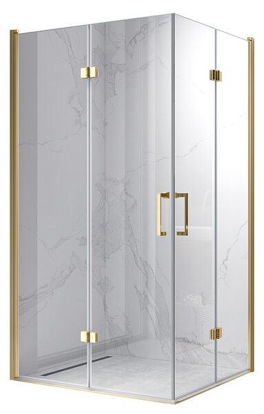 BPS-koupelny Obdélníkový sprchový kout HYD-OK12B 100x80 zlatá/transparent - bez vaničky