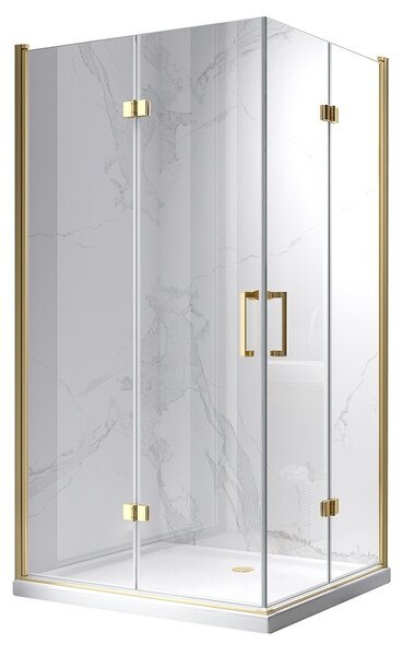 BPS-koupelny Obdélníkový sprchový kout HYD-OK12B 100x80 zlatá/transparent - bez vaničky