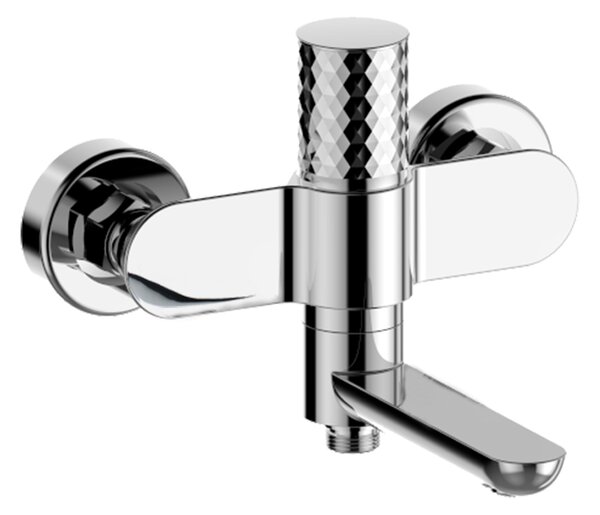 Mereo Mereo, Vanová nástěnná baterie se sklopným ramínkem diamant, Viana, bez příslušenství, 150 mm, chrom, MER-CBE90203A