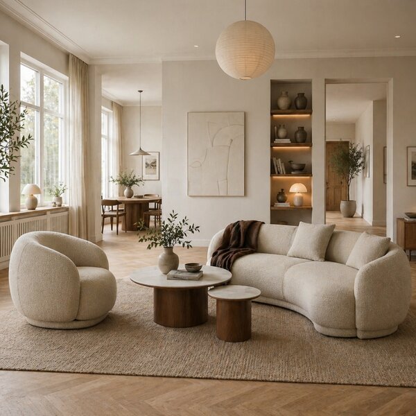 Nordic Living Béžové čalouněné křeslo Hanke