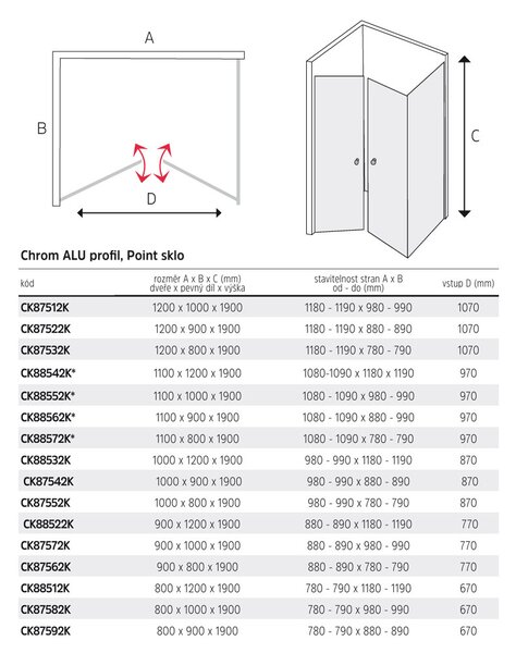 Mereo Mereo, Sprchový kout, Lima, obdélník, lítací dveře a pevný díl, chrom ALU, sklo Point, CK87562K