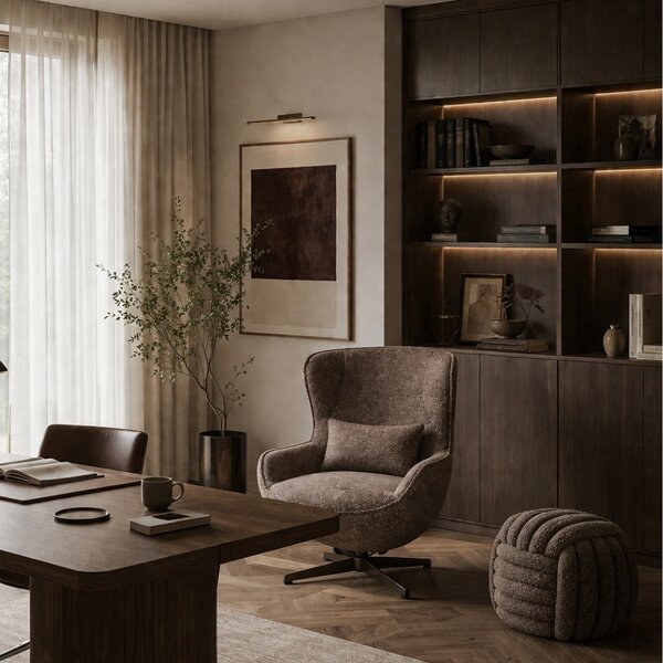 Nordic Living Hnědé čalouněné otočné lounge křeslo Glen