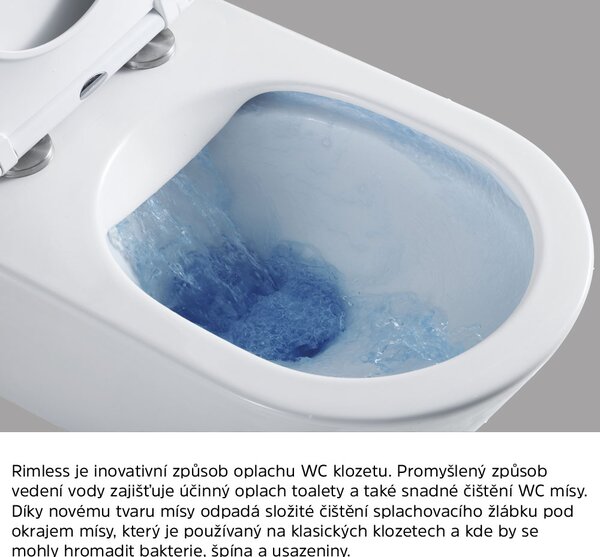 Mereo Mereo, WC závěsné kapotované, RIMLESS, 490x370x360, keramické, vč. sedátka CSS115SN, VSD82S2