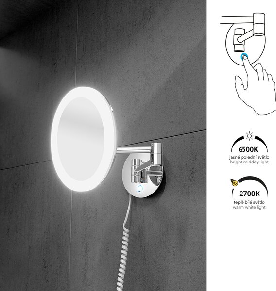 Nimco LED zvětšovací kosmetické zrcátko 8W, 6500/2700K