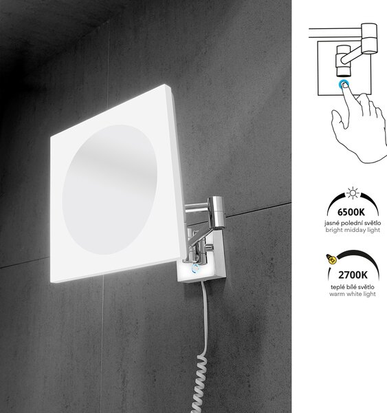 Nimco nástěnné kosmetické zvětšovací zrcátko s LED osvětlením ZK 20465P-26
