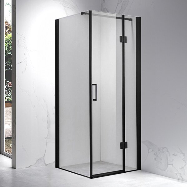 BPS-koupelny Čtvercový sprchový kout HYD-SK1390A 80x80 černá/transparent + vanička HYD-SSV-SXL02A černá