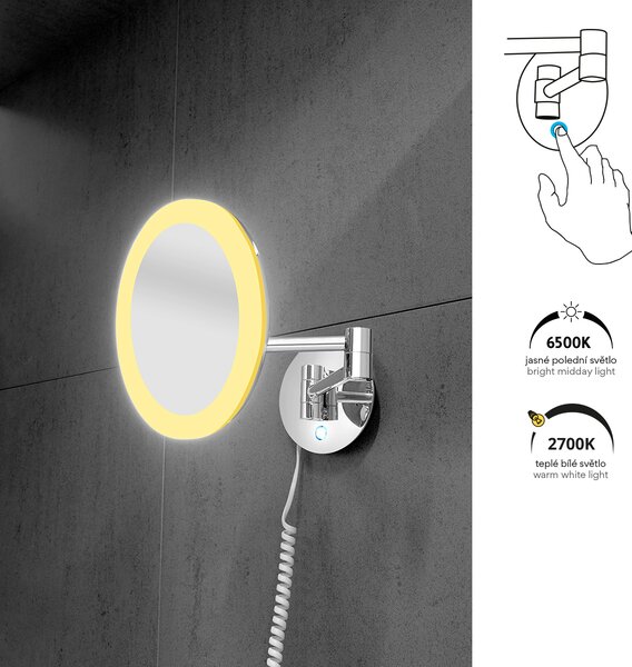 Nimco LED zvětšovací kosmetické zrcátko 8W, 6500/2700K