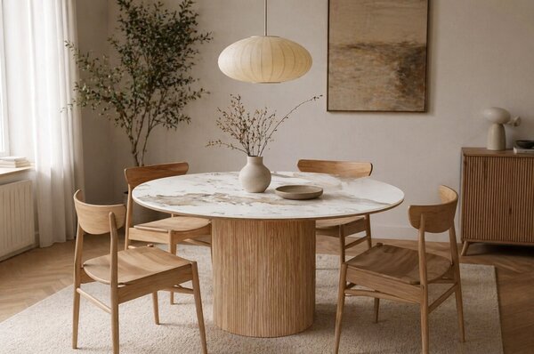 Nordic Living Bílý keramický jídelní stůl Athens 140 cm