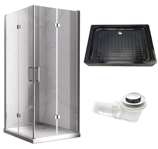 BPS-koupelny Obdélníkový sprchový kout HYD-OK12A 90x80 chrom/transparent + vanička HYD-OSV-SXL03B černá
