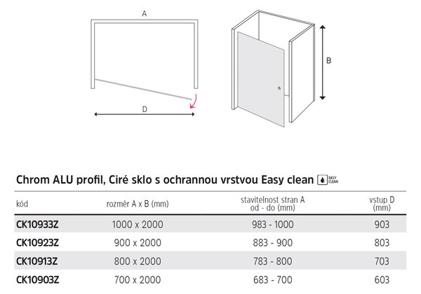 Mereo Mereo, Pivotové sprchové dveře, Novea, chrom ALU, sklo Čiré, L/P provedení, CK10903Z