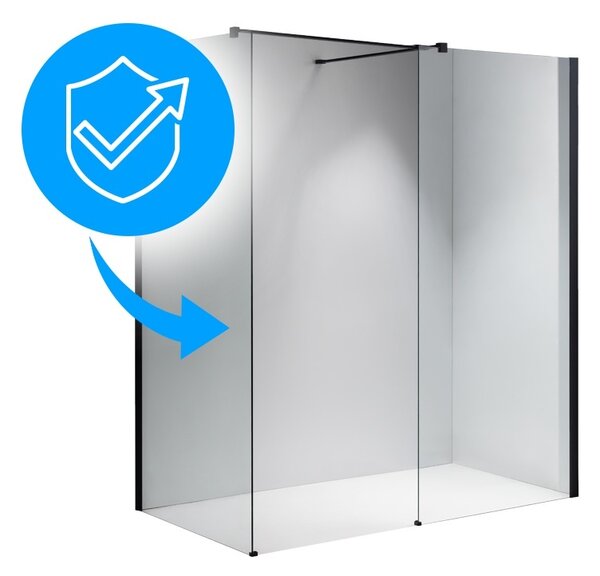 BPS-koupelny 2-dílná sprchová zástěna Walk-in HYD-SH07-D-BL 80x70, černá mat/transparent - bez vaničky