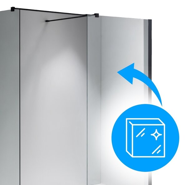 BPS-koupelny 2-dílná sprchová zástěna Walk-in HYD-SH07-D-BL 80x70, černá mat/transparent - bez vaničky